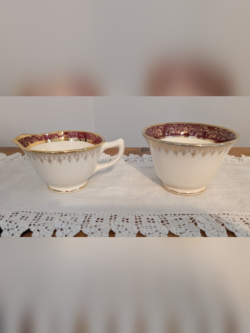 Vintage British Empire Ware "Treasure O'Gold" 22K Gold Cream and Sugar Bowl